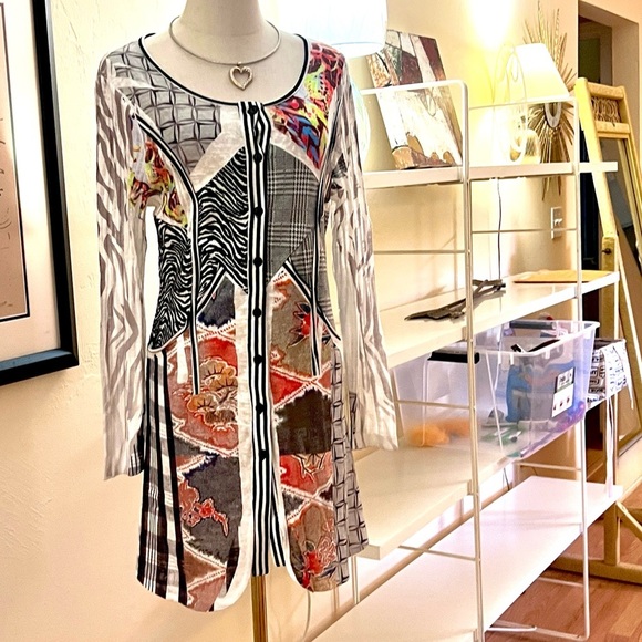 VTG Cache’,Y2K,RARE Button-Front, Patch-Patterned Dress,Pockets,Perfect,Size 6 - Picture 5 of 16